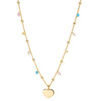 Collier Argent Cristal 8 Pierres Plaqué or Coeur 40-44 cm-608169