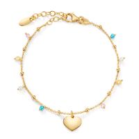 Bracelet Argent Cristal 8 Pierres jaune Plaqué or Coeur 17-19 cm-608170