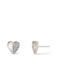 Clous d'oreilles Argent Zircone Rhodié nacre Coeur Ø9 mm-608342