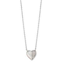 Collier Argent Zircone Rhodié nacre Coeur 40-45 cm-608343