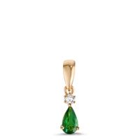 Pendentif Or jaune 18K Grenat vert, Diamant 0.025 ct, w-si-608740