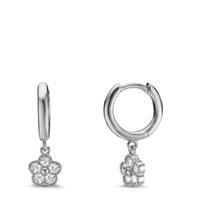 Créoles à charnières Argent Zircone Rhodié Fleur-608915