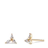 Clous d'oreilles Argent Zircone 6 Pierres jaune Plaqué or Ø7 mm-608920