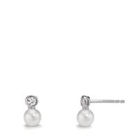 Clous d'oreilles Argent Zircone 2 Pierres Rhodié [shining Pearls], 2 Perles, 5 mm-608927