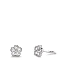 Clous d'oreilles Argent Zircone 10 Pierres Rhodié Fleur Ø6 mm-608948