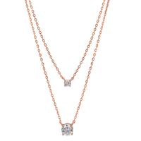 Collier Argent Zircone 2 Pierres rosé Plaqué or 40-45 cm-608952