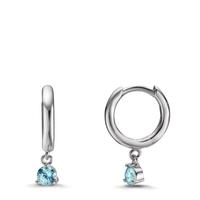 Créoles à charnières Argent Zircone aqua Rhodié-608981