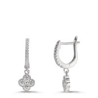 Pendant d'oreilles Argent Zircone Rhodié Fleur-609181