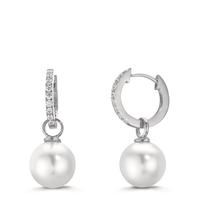 Créoles à charnières Argent Zircone 18 Pierres Rhodié [shining Pearls], 2 Perles, 10 mm-609279