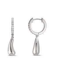 Klappcreolen Silber Zirkonia 18 Steine rhodiniert Tropfen-609281