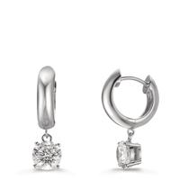 Klappcreolen Silber Zirkonia 2 Steine, 6 mm rhodiniert-609286