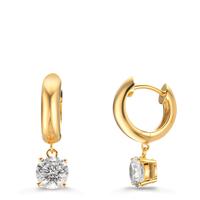 Klappcreolen Silber Zirkonia 2 Steine, 6 mm gelb vergoldet-609287