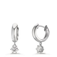 Klappcreolen Silber Zirkonia 2 Steine, 5 mm rhodiniert-609290