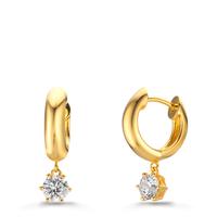 Klappcreolen Silber Zirkonia 2 Steine, 5 mm gelb vergoldet-609291