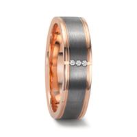 Partnerring 585/14 K Rotgold, 999 Tantal Diamant 0.024 ct, 3 Steine, w-si-609366