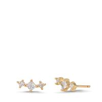 Ohrstecker Bronze Zirkonia 6 Steine vergoldet 3 Micron-609406