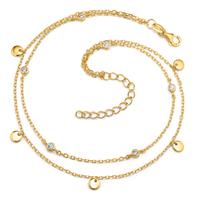 Chaînette de cheville Argent Zircone 6 Pierres jaune Plaqué or 23-27 cm-609478