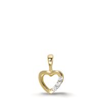 Pendentif Or jaune 9K Zircone 3 Pierres Bicolore Coeur Ø6.5 mm-609812
