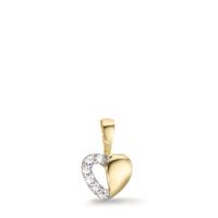 Pendentif Or jaune 9K Zircone 6 Pierres Bicolore Coeur Ø6 mm-609814