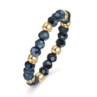 Fingerring Edelstahl Kristall blau, 3 mm gelb IP beschichtet-609918
