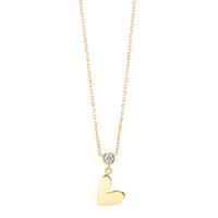 Collier Argent Zircone jaune Plaqué or Coeur 42-45 cm-609943