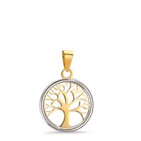 Pendentif Or jaune 14K Bicolore Arbre de la vie Ø12.5 mm-609965