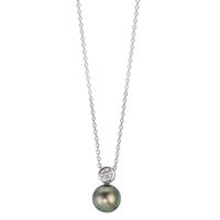 Collier Argent Zircone Rhodié perle de Tahiti 8-9 mm 45 cm-609991