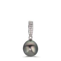 Pendentif Argent Zircone 20 Pierres Rhodié perle de Tahiti 10-11 mm-609992