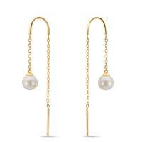 Durchziehohrhänger 375/9 K Gelbgold Süsswasserzuchtperle, 2 Perlen 5-5.5 mm-610060