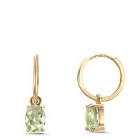Creolen mit Einhänger 375/9 K Gelbgold Amethyst grün, 2 Steine-610068