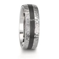 Partnerring Edelstahl, Carbon Zirkonia weiss, 6 Steine-610164