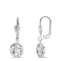 Pendant d'oreilles Antiallergique Zircone blanc, 2 Pierres, 8 mm-610214