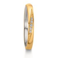 Partnerring 750/18 K Gelbgold, 950 Platin Diamant 0.051 ct, 5 Steine, w-si-610269
