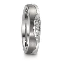 Partnerring Edelstahl, Titan Diamant 0.045 ct, 3 Steine, w-si-610273
