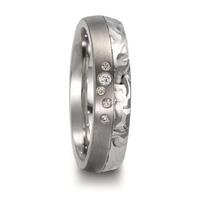 Partnerring Edelstahl, Titan Diamant 0.05 ct, 5 Steine, w-si-610275