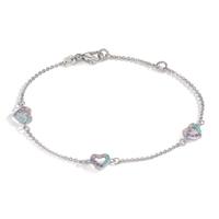 Armband Silber Zirkonia bunt rhodiniert Herz 14-16 cm verstellbar-610316