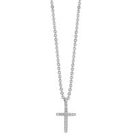 Collier Silber Zirkonia 16 Steine rhodiniert Kreuz 38-42 cm verstellbar-610322