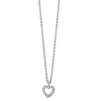 Collier Silber Zirkonia 16 Steine rhodiniert Herz 38-42 cm verstellbar-610323