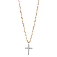 Collier 375/9 K Gelbgold Zirkonia 16 Steine Kreuz 38-42 cm verstellbar-610392