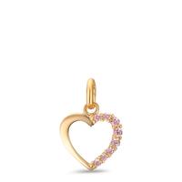 Pendentif Or jaune 9K Zircone rose Coeur Ø10 mm-610402