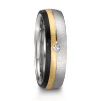 Partnerring Edelstahl, 375/9 K Rosegold, Carbon Diamant 0.025 ct, w-si-610529