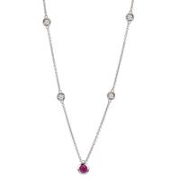 Collier Or blanc 18K Diamant 0.14 ct, 4 Pierres, w-si, Rubis 42-45 cm-610590