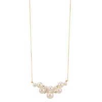 Collier Or jaune 18K Diamant 0.08 ct, 4 Pierres, w-si perle d'eau douce, 12 Perles 3.5-6.5 mm 42-45 cm-610597