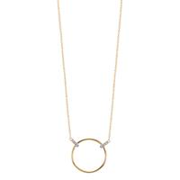 Collier 375/9 K Gelbgold, 375/9 K Weissgold Zirkonia 6 Steine 42-45 cm verstellbar Ø14 mm-610598