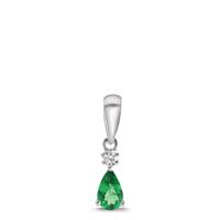 Pendentif Or blanc 18K Diamant 0.025 ct, w-si, Grenat vert-610618