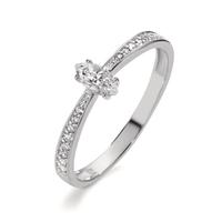 Fingerring 375/9 K Weissgold Zirkonia, Zirkonia Navetteschliff-610742