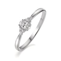 Bague Or blanc 9K Zircone, Zircone ovale-610748