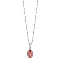 Collier 750/18 K Weissgold Diamanten 0.04 ct, w-si, Turmalin pink, 0.75 ct 39-42 cm verstellbar-610758