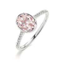Bague Or blanc 18K Diamant 0.10 ct, 16 Pierres, w-si, Morganite rose, 1 ct-610761