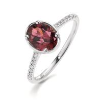 Bague Or blanc 18K Diamant 0.10 ct, 16 Pierres, w-si, Tourmaline rose, 1.50 ct-610762